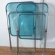 Pair of translucent blue chairs Plia design Giancarlo Piretti for Castelli, 1960.