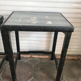 Chinese nesting tables in lacquered wood inlays of hard stones 60s