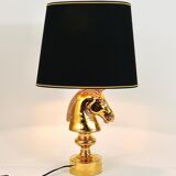 Sculptural Hollywood Regency table lamp in the shape of a horse from the 1970s.