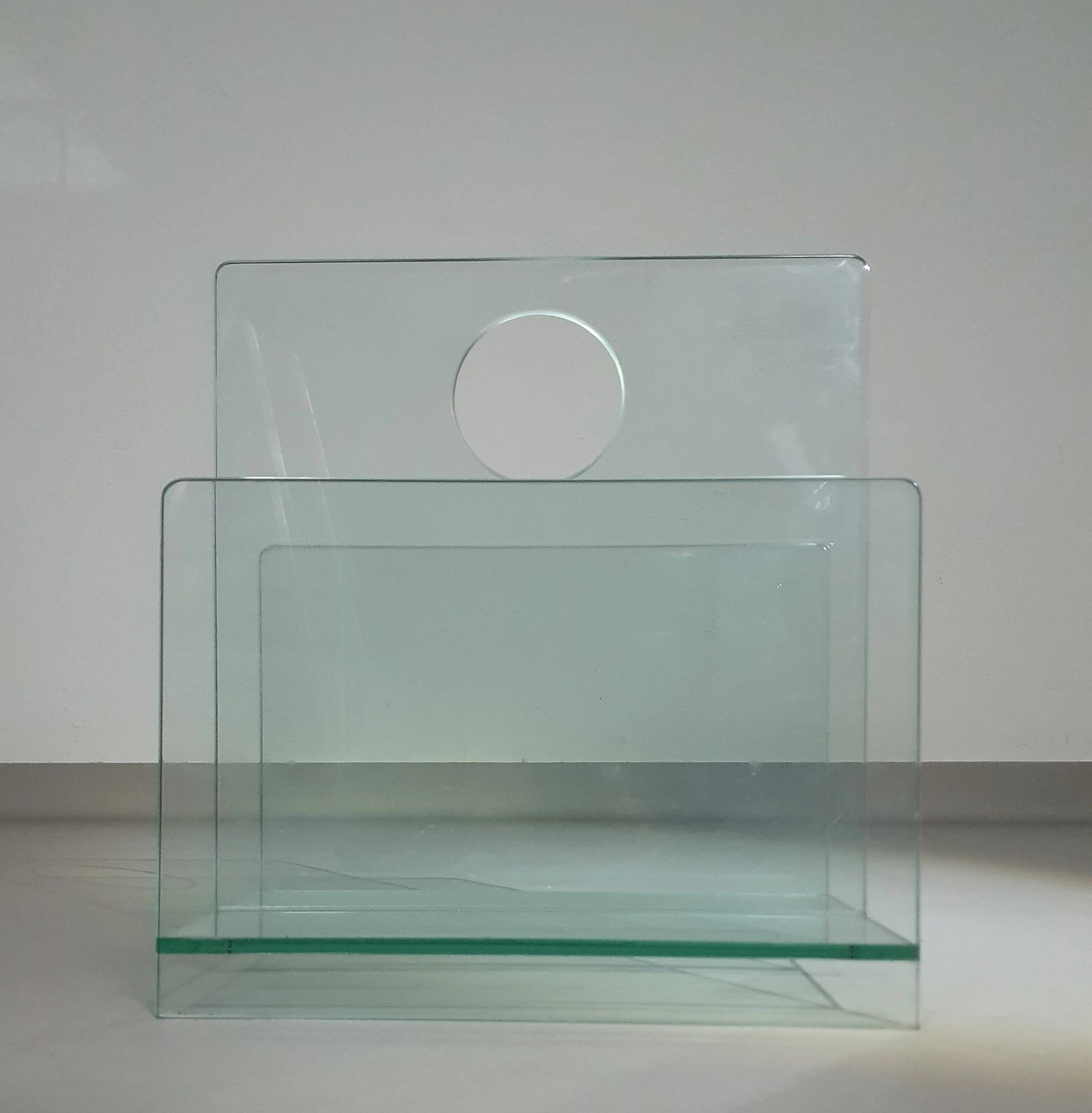 Porte-revues / verre / années 1980