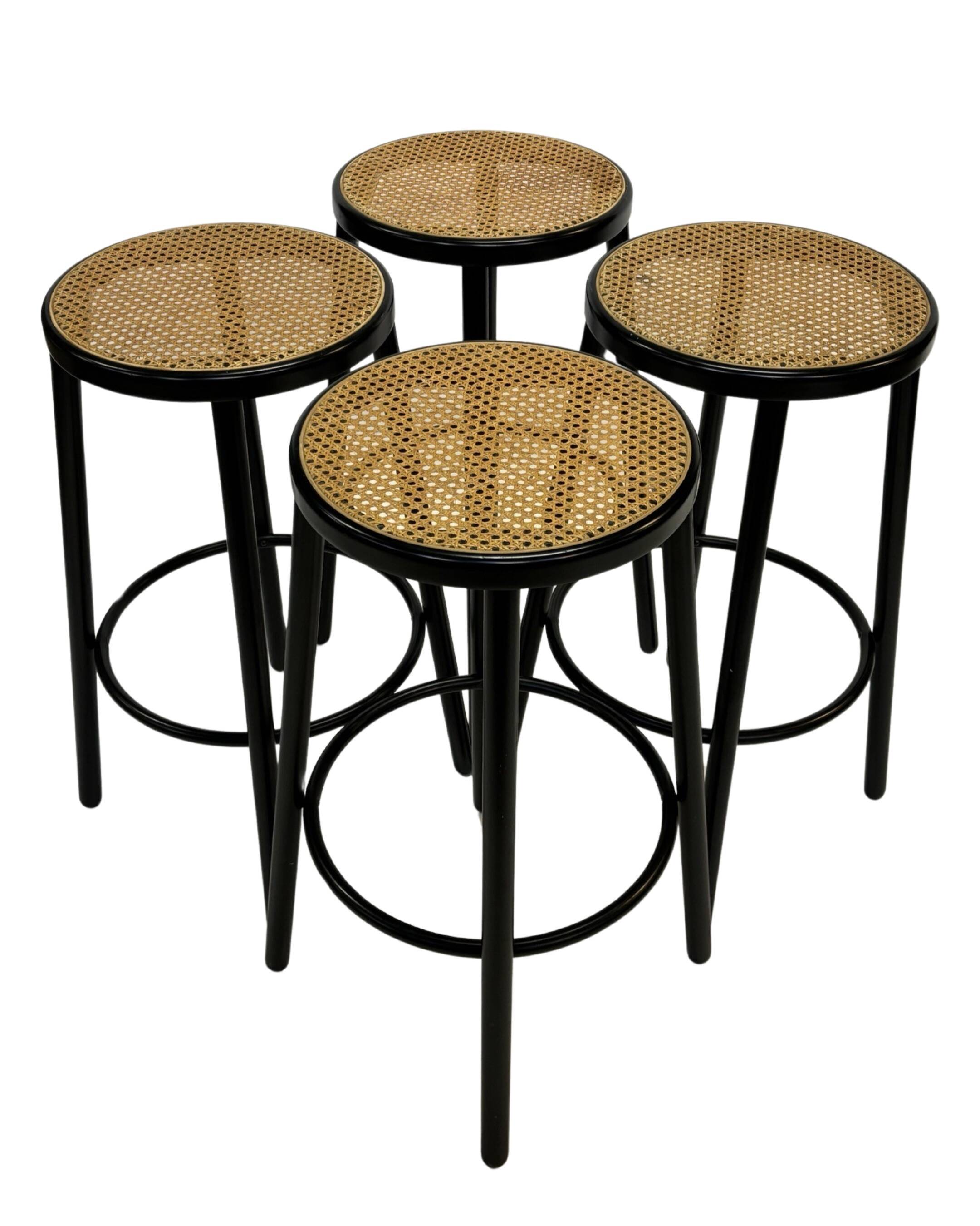 Set of four vintage bar stools - webbing Italian design