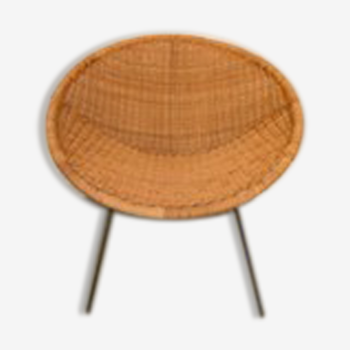 Rattan armchair basket 1950