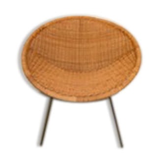 Rattan armchair basket 1950