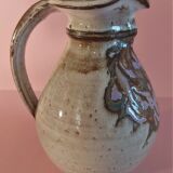 Glazed terracotta pitcher signed Pierrette XXth