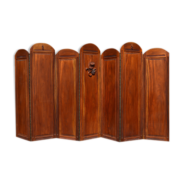 Paravent Art Deco à 7 panneaux sculptés aux insignes de la Légion Etrangère, vers 1940