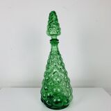 Empoli bubble green carafe 40 cm, Italian glass bottle