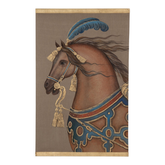 Toile peinte représentant un cheval, travail contemporain