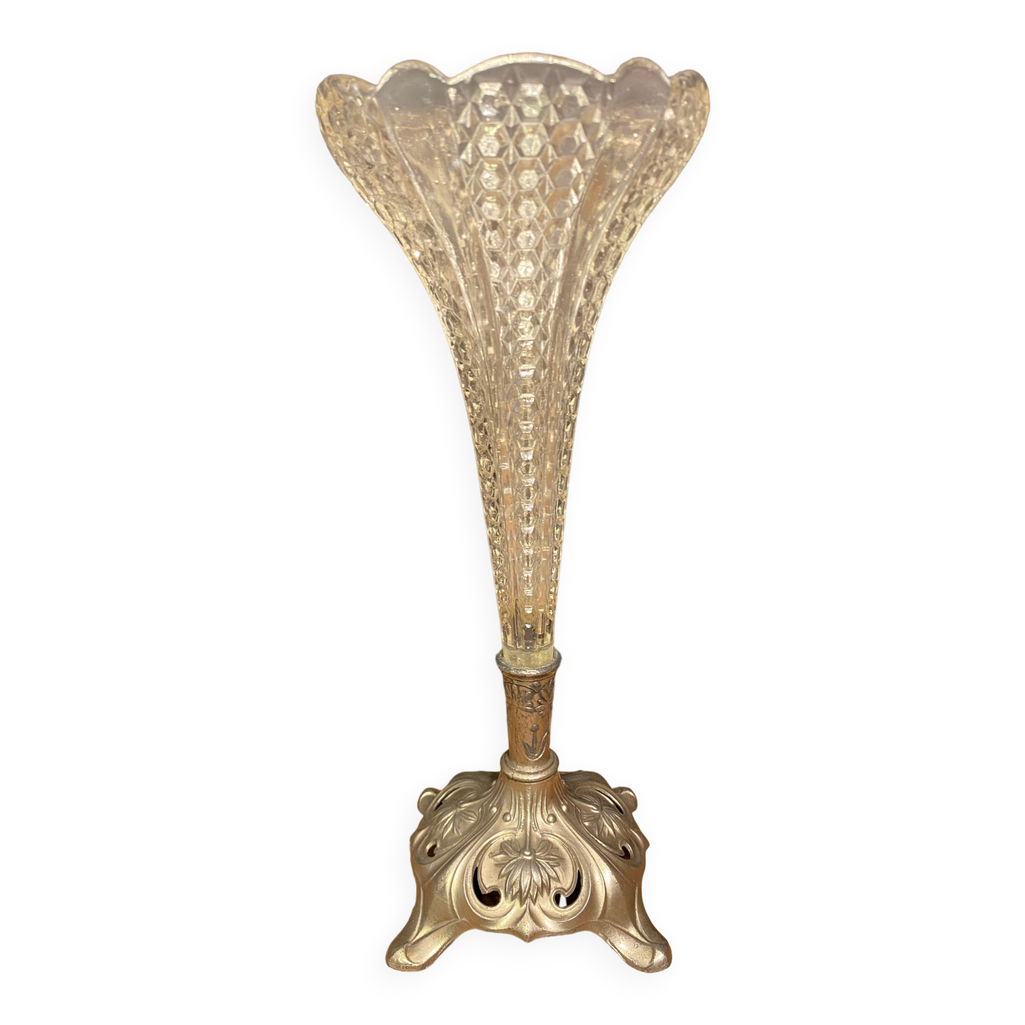 Cone vase, cut crystal bouquet (most certainly baccarat, saint louis ...)