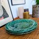Set of 4 dessert plates in earthenware with vine leaves Gien