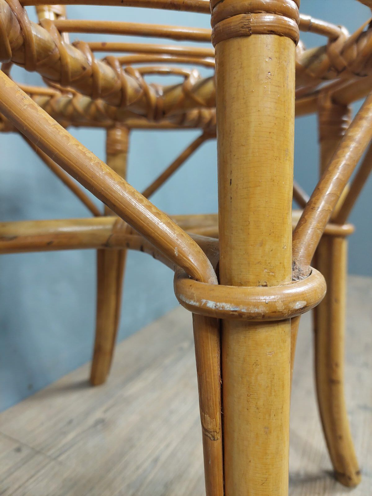 Vintage bamboo and rattan armchair