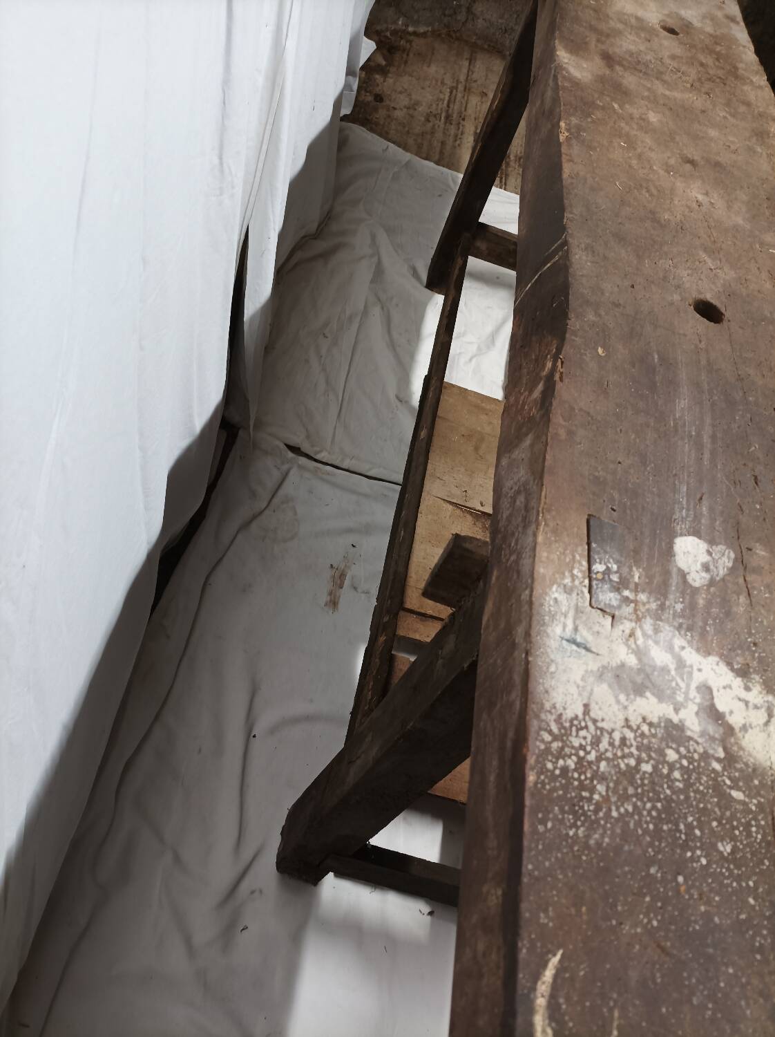 Old vintage wooden workbench