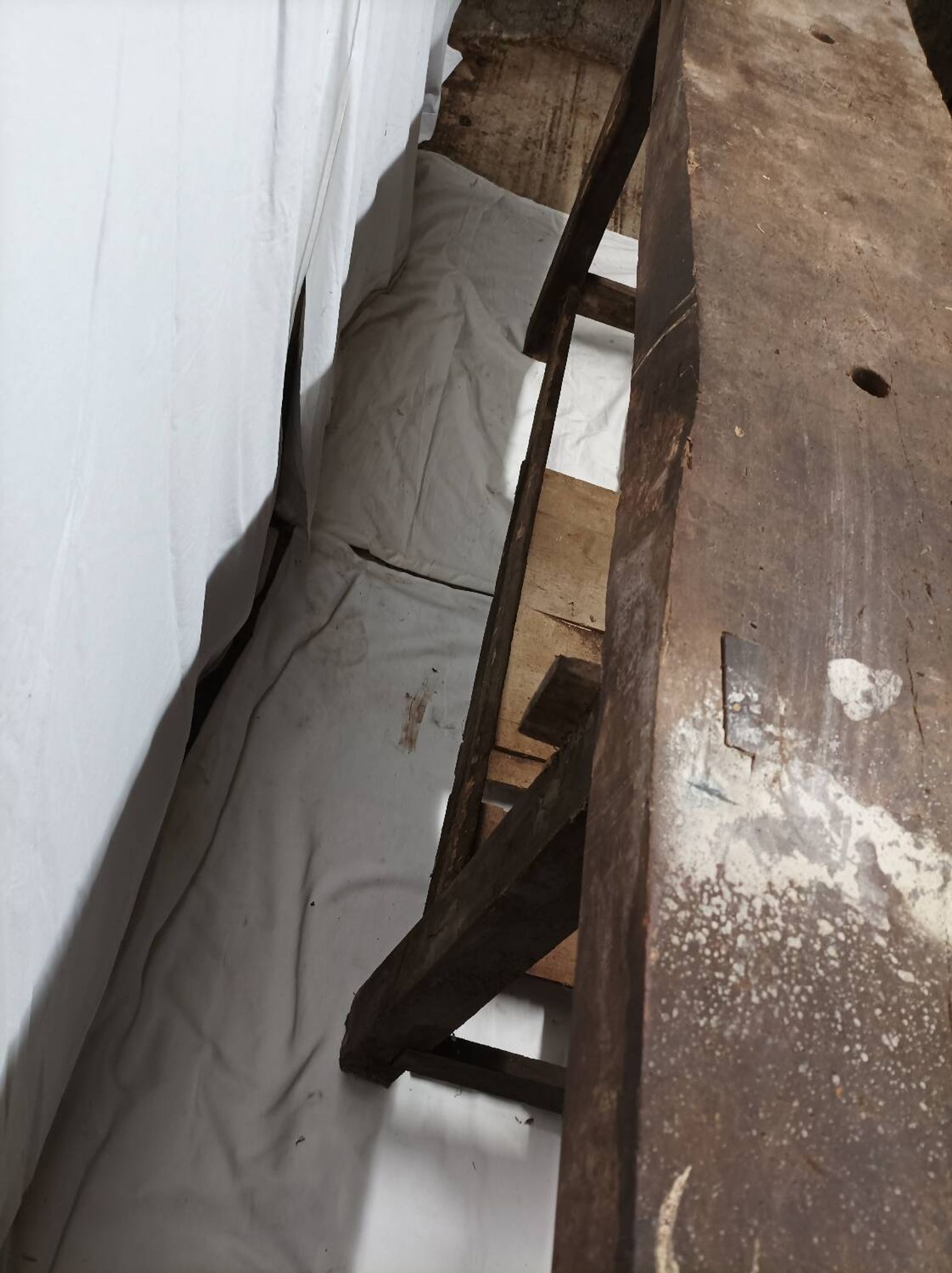 Old vintage wooden workbench