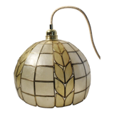 Art deco pendant lamp in mother-of-pearl and brass - electrified to nine