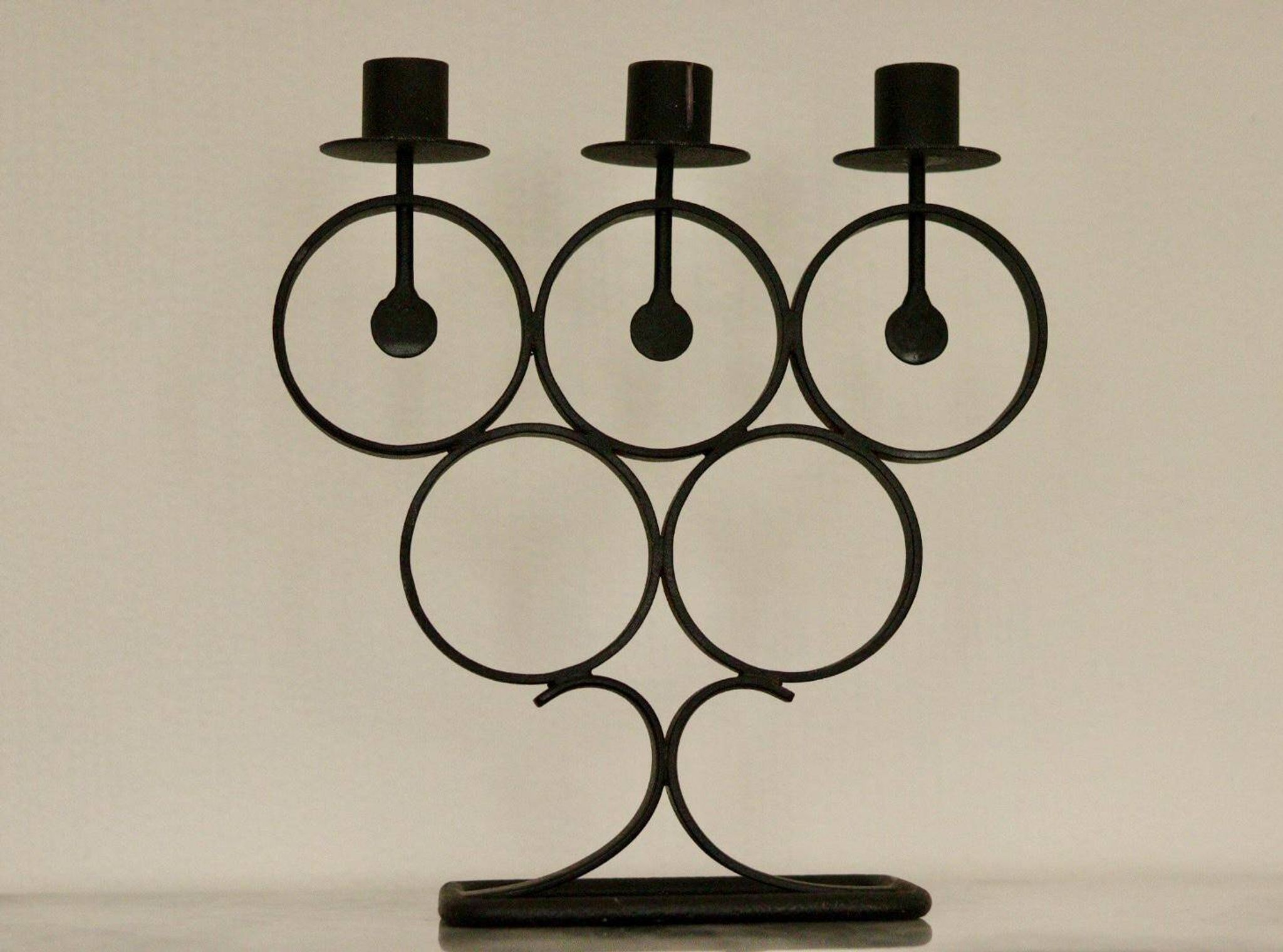 Candélabre vintage en métal avec revêtement noir