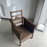 Large fauteuil en bois à dossier inclinable réglable