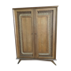 Armoire rotin et chêne clair vintage