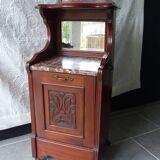 Bedside table, mahogany, marble top and mirror.