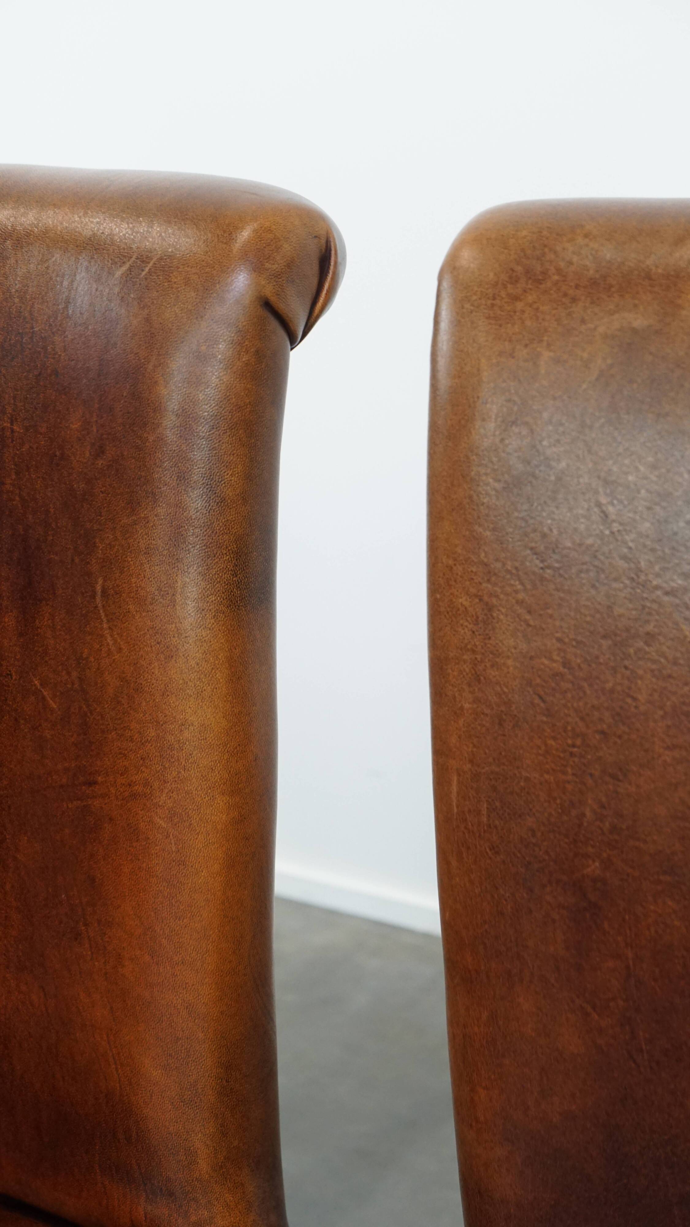 Set of 4 Sheepskin Leather Dining Chairs