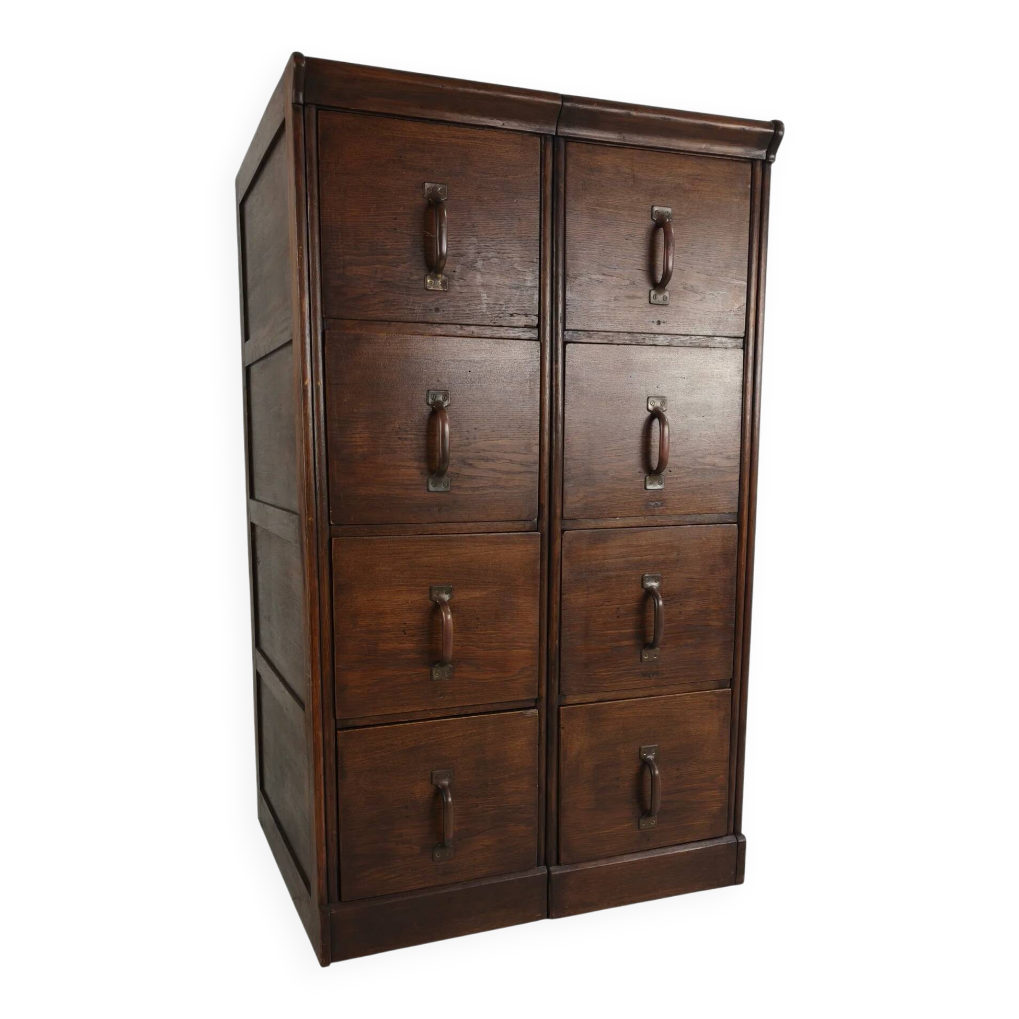 Armoire à archives double en chêne massif – Pays-Bas, 1920–1940