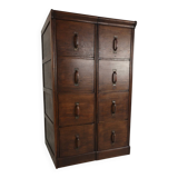 Armoire à archives double en chêne massif – Pays-Bas, 1920–1940