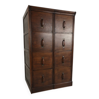 Armoire à archives double en chêne massif – Pays-Bas, 1920–1940