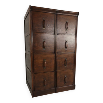 Armoire à archives double en chêne massif – Pays-Bas, 1920-1940