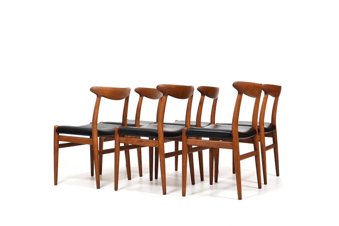 Lot de 6 chaises Hans J. Wegner W2 C.M.Madsen années 1950