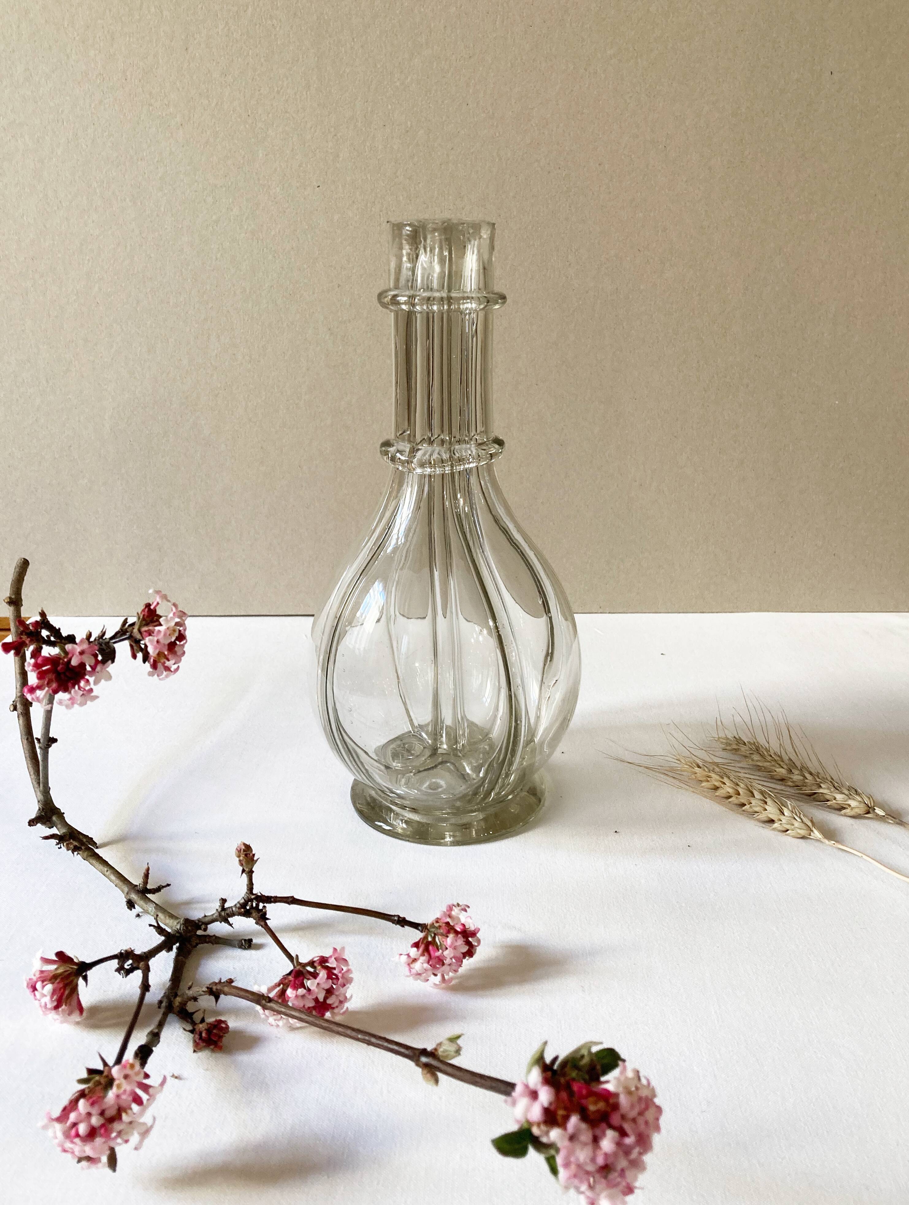 Old liqueur carafe, 4 compartments, glass