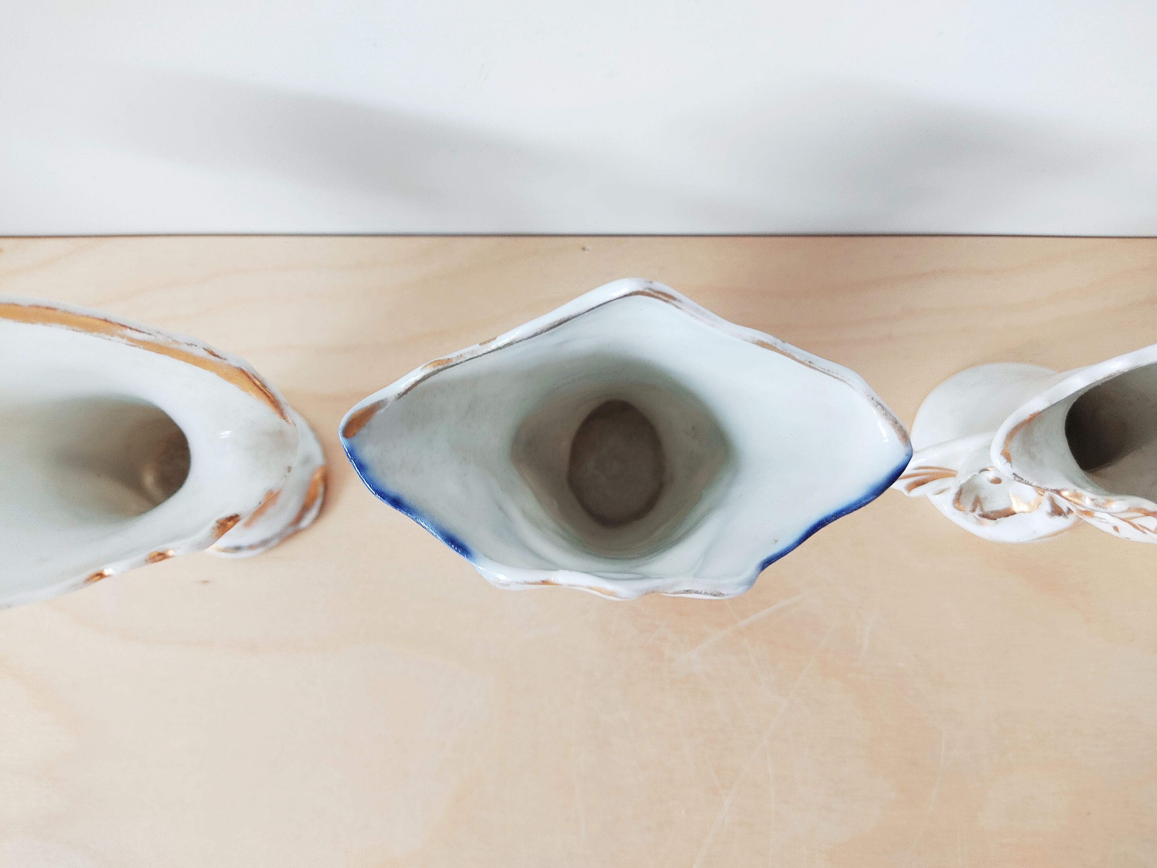Ensemble de 3 vases cornets, vases de marié