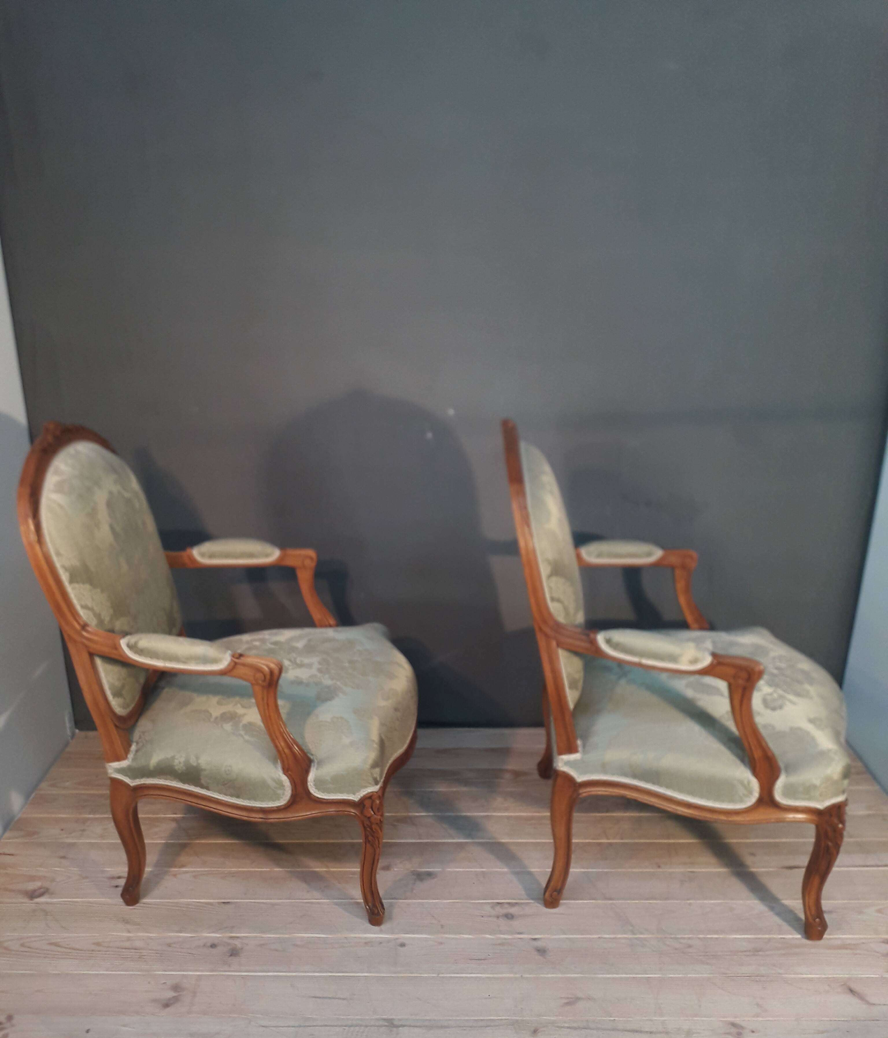Louis XV-style armchair pair
