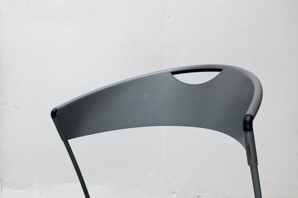 Set of stackable chairs model Juliette in postmodern Italian metal by Hannes Wettstein for Cerruti Baleri, 1980s.