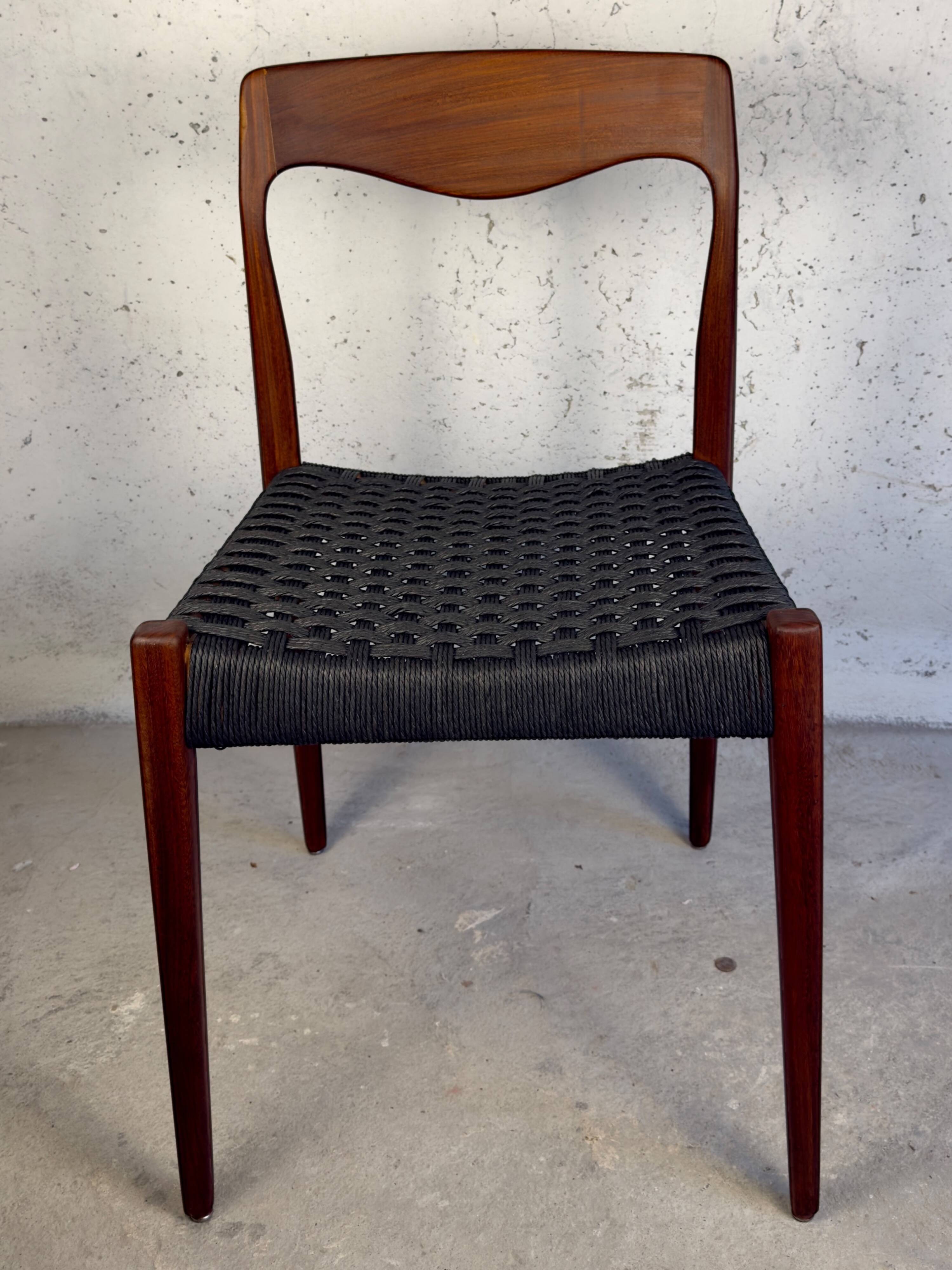 Dining Chair – Teak & Black Danish Cord,  1960
