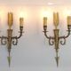 Vintage French Empire Arrow & Quiver Eagle Head Bronze Double Wall Sconces