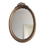 Large Baroque Mirror • Oval Arch • Carved Wood • Resin • 1950