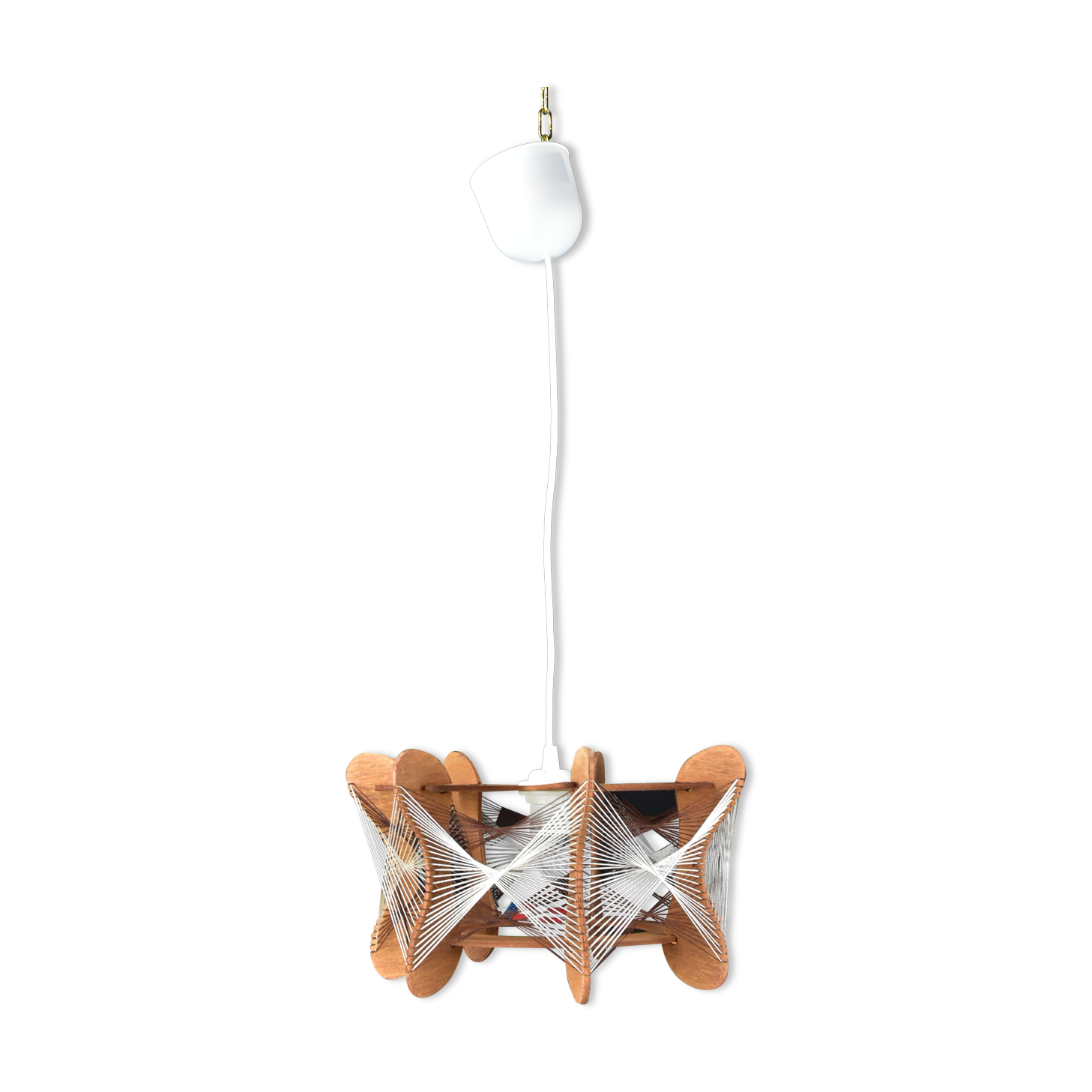 Suspension vintage bois et fils n2
