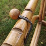 2 bamboo chairs ans foot stool