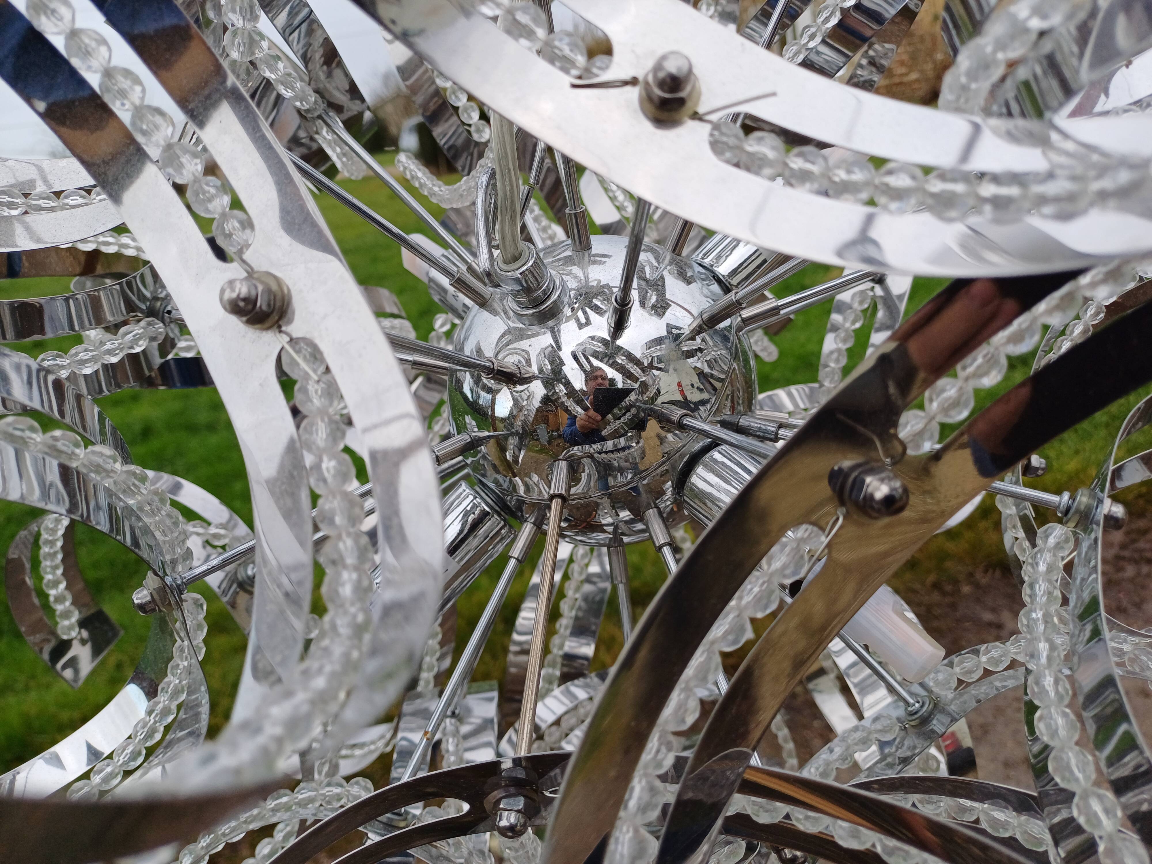 Vintage Chrome Metal Chandelier