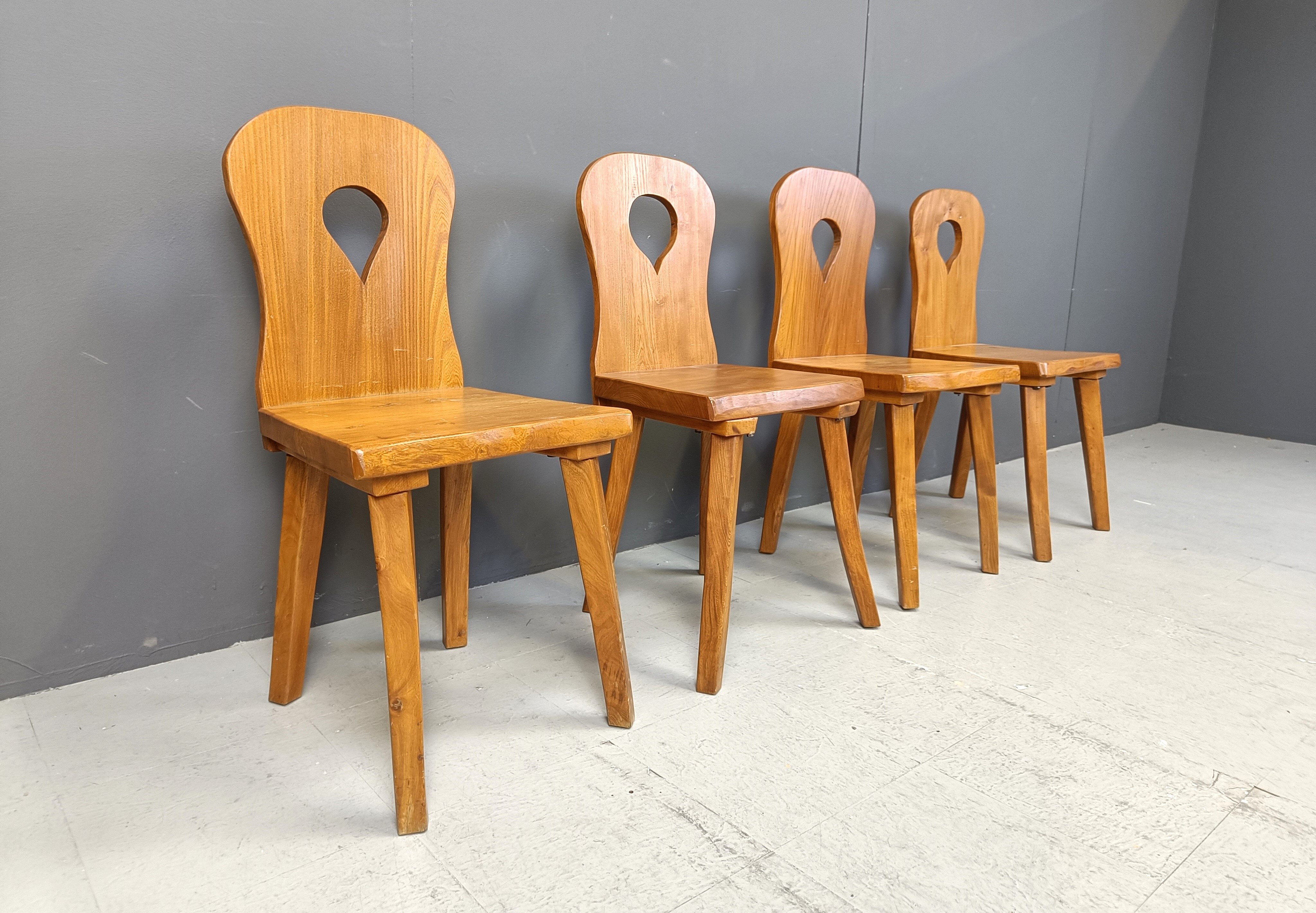 Vintage brutalist dining chairs set of 4 - 1960s