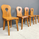 Vintage brutalist dining chairs set of 4 - 1960s