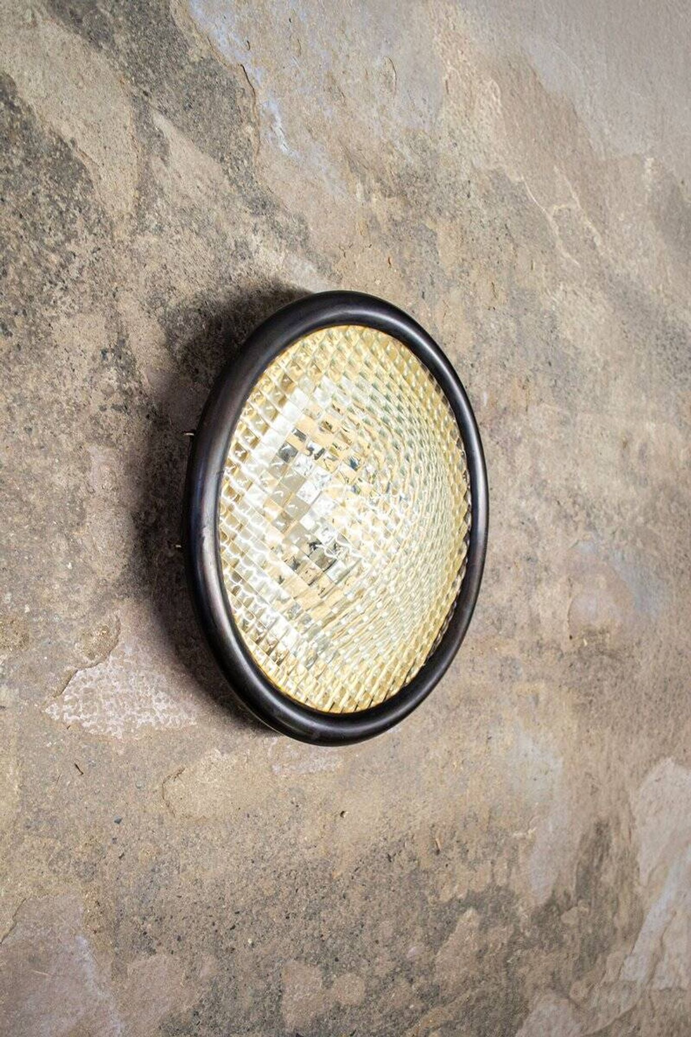 Prismatic glass ceiling lamp by Stilnovo, Italy, 1970s.