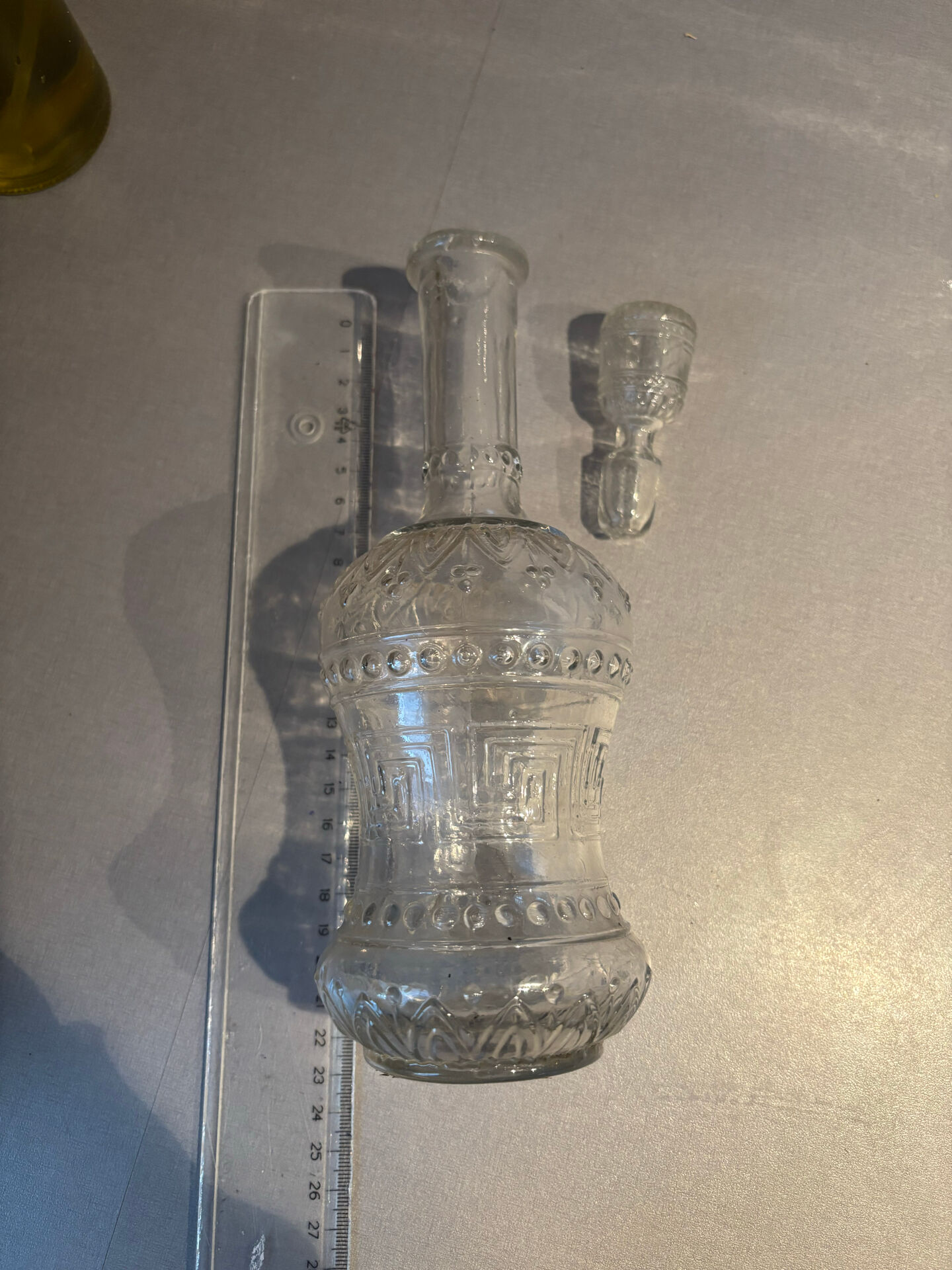 Antique glass bottle with stopper – vintage glassware