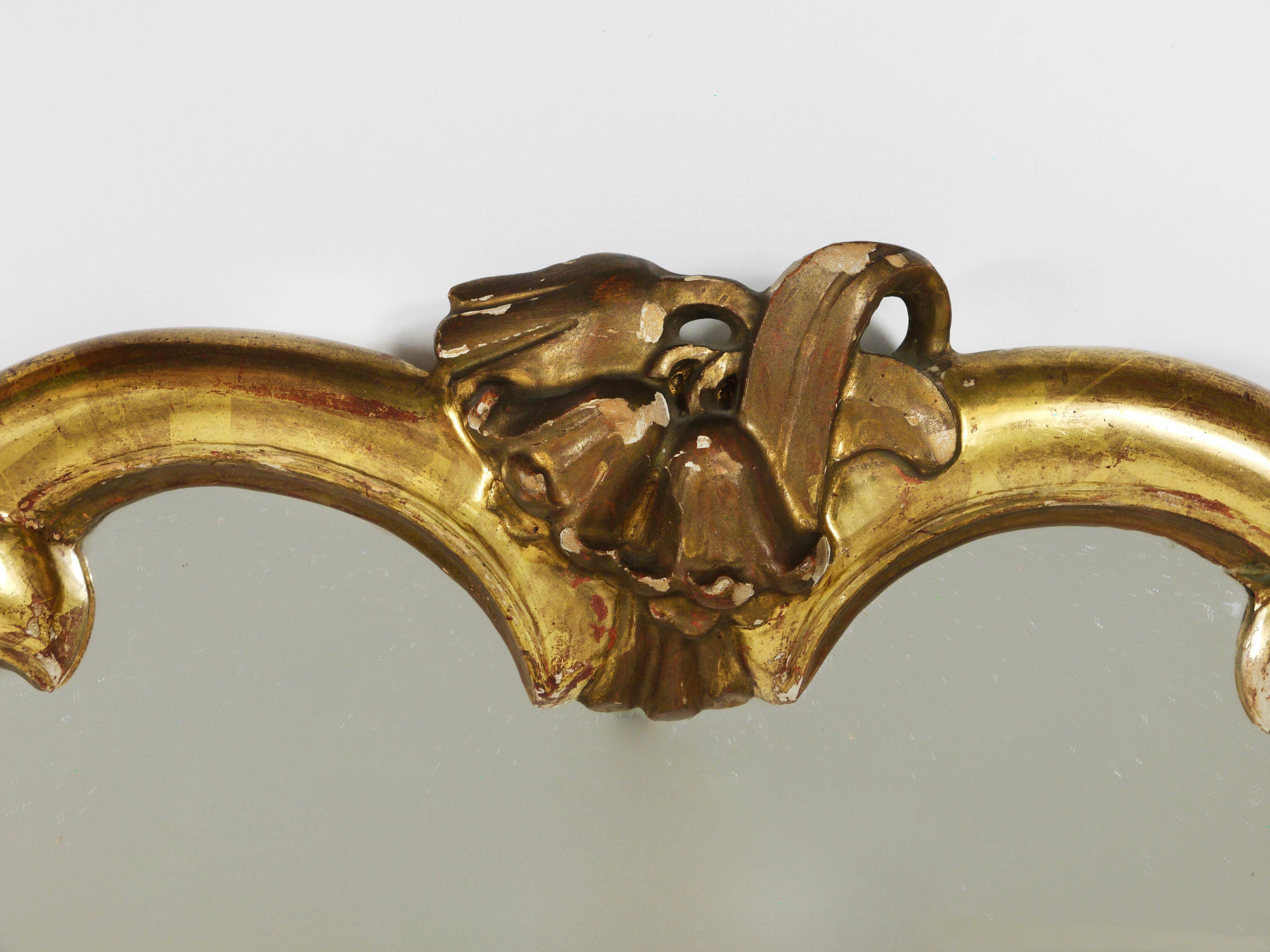 Max Welz Vienna Art Nouveau Hand-Carved Gilded Wood Wall Mirror, Austria, 1930s