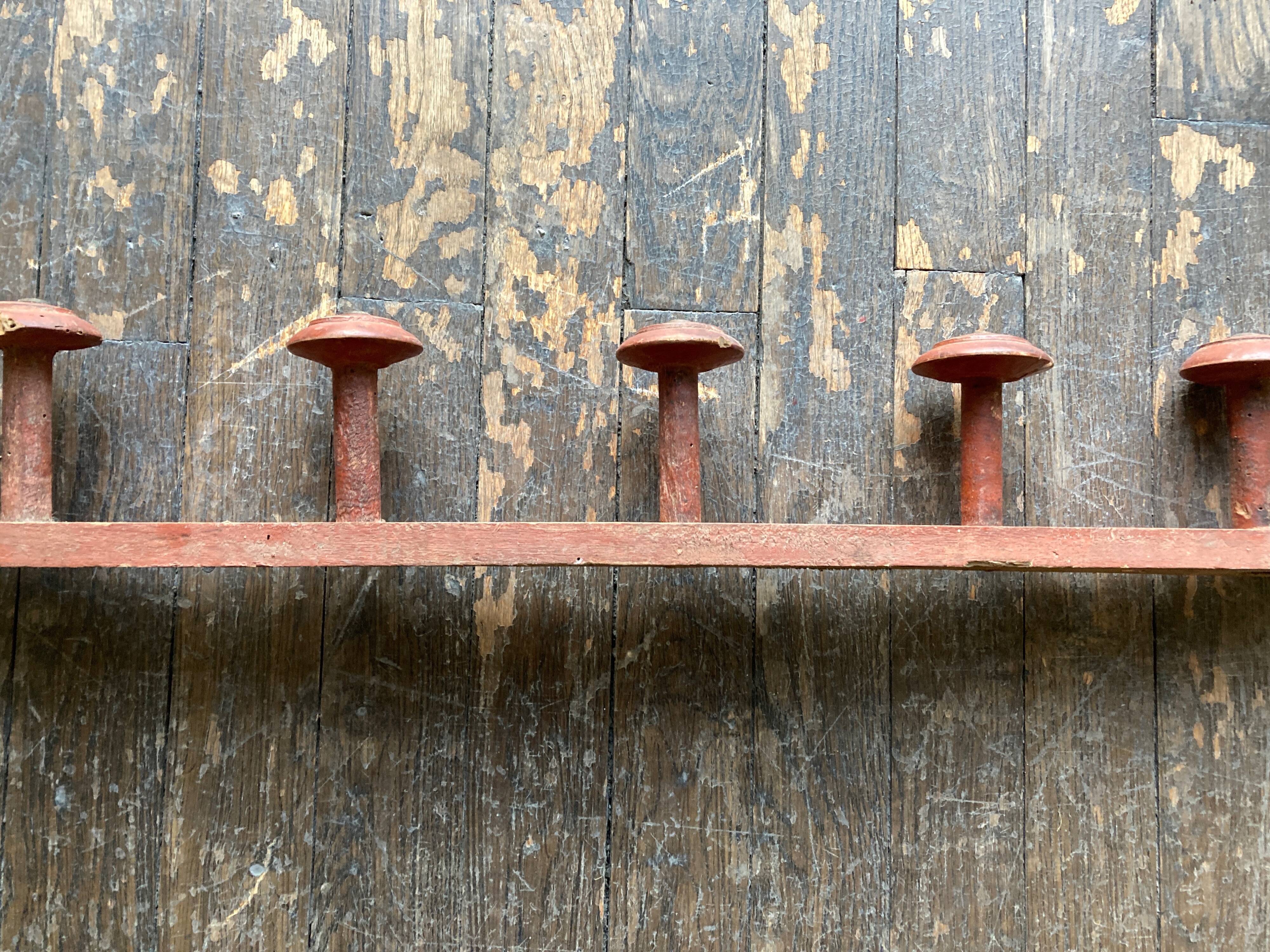 Original patina wooden farmhouse coat hook 86cm