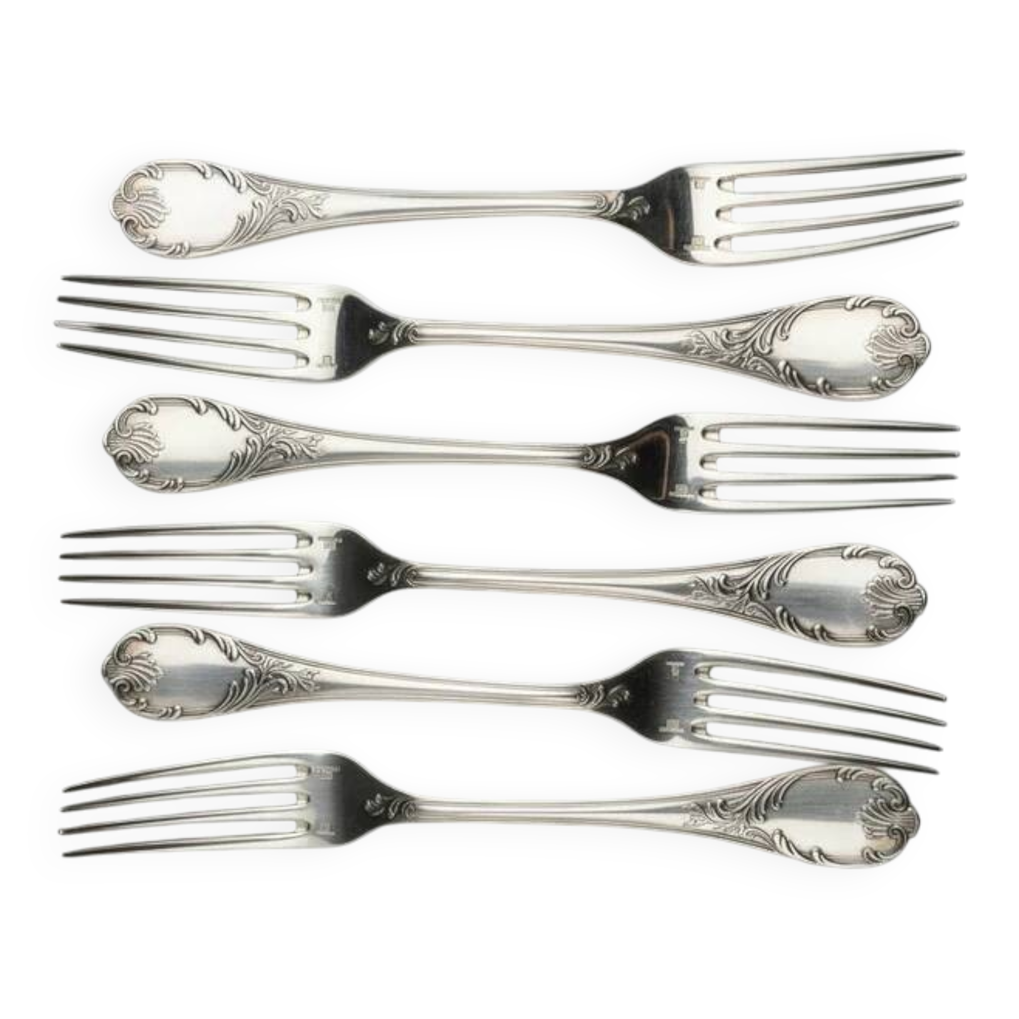 Set of 6 Christofle Marly table forks in near-new condition, 20.5 cm.