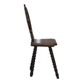 Black Forest vestibule chair in carved wood, 19th century