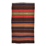 4x8 Brown & Blue Turkish Vintage Kilim Rug 139x245Cm SK 2314