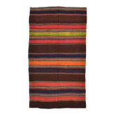 Tapis Kilim turc vintage marron et bleu 4x8 139x245 cm SK 2314