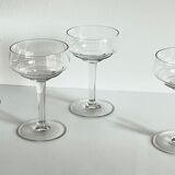 4 champagne glasses blown glass 1930