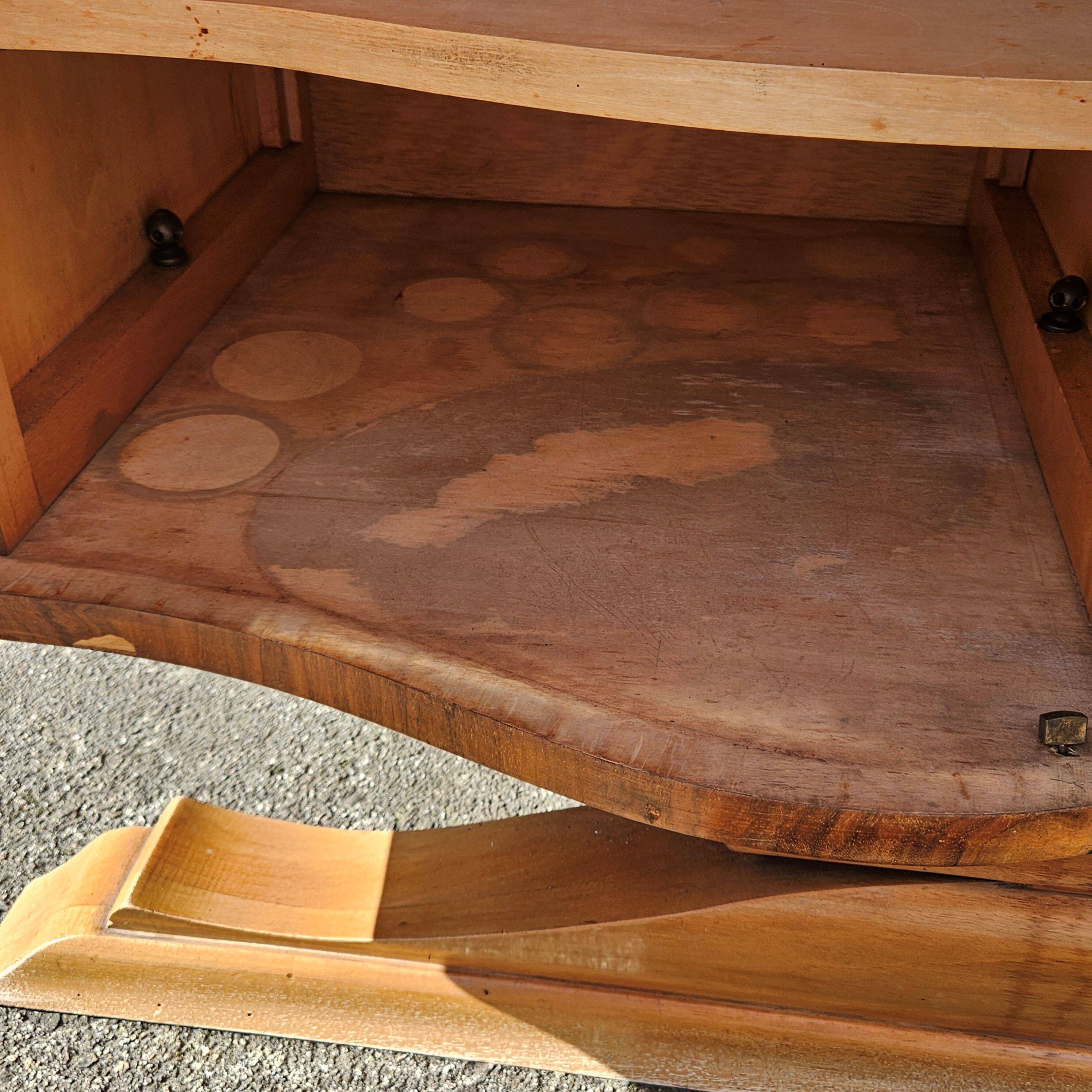 French ART DECO Sideboard- High Gloss Burl Elmwood Buffet-30s