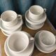 7 sarreguemines bistro cups and saucers - cnp - white porcelain